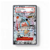 A PSA-graded collectible card slab showing a comic-style card with a cartoon character and grading labels, photographed against a plain white background.