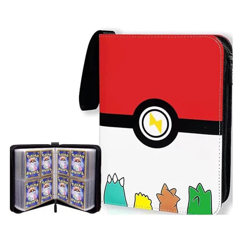 Trading Card Binder with 400 Pockets Zippered Album Holder 4-Pocket Pages Waterproof (Red-White)