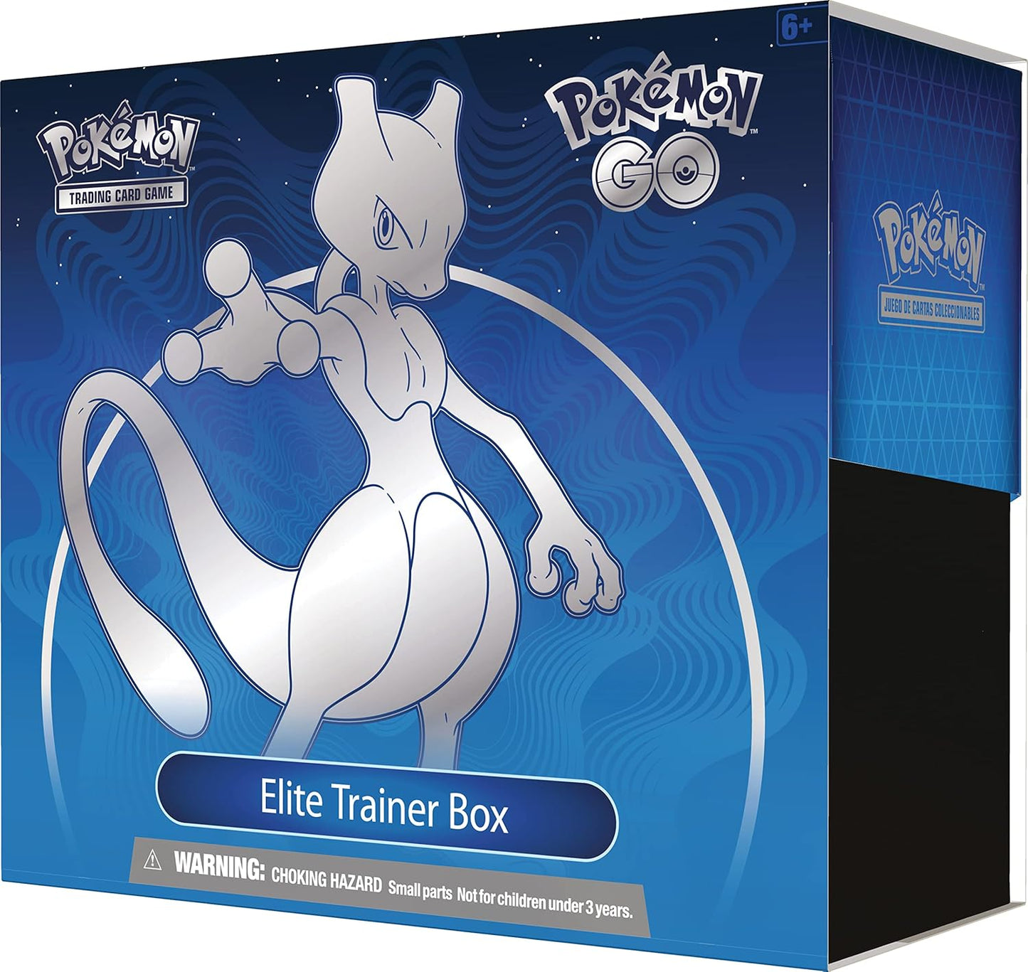 Pokémon Trading Card Game Elite Trainer Box with Mewtwo on a blue background