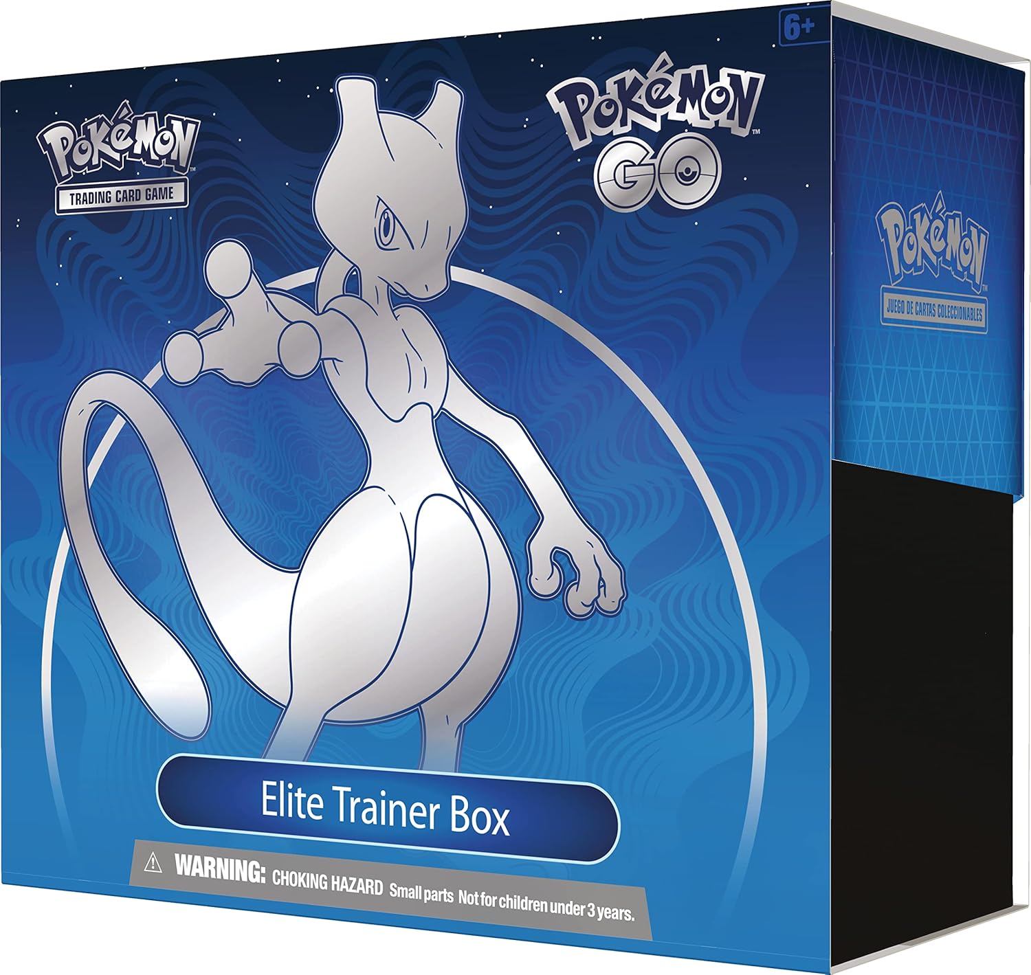 Pokémon Trading Card Game Elite Trainer Box with Mewtwo on a blue background
