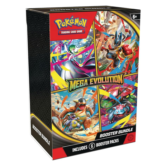 Pokémon Trading Card Game Mega Evolution booster bundle packaging on a white background