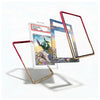 Three transparent phone case frames with metallic rose gold and gold edges are displayed floating against a white background, with one frame shown holding a Pokémon trading card and another showing a colorful landscape print design.