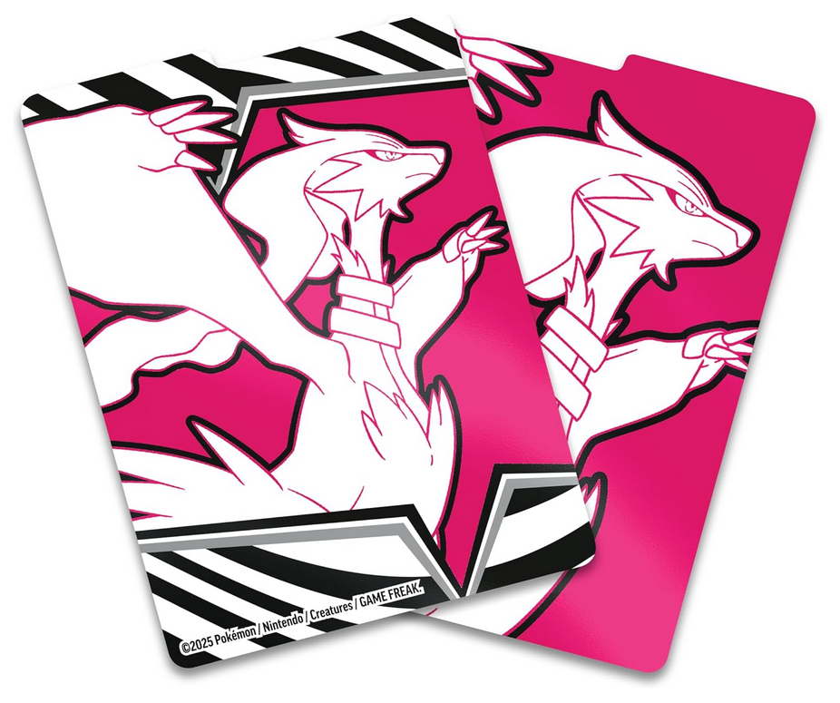 Two trading cards with a white wolf-like creature on a pink background