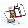 A set of protective card sleeves and frames shown floating against a white background, including a clear sleeve with a graded Pokémon TCG card inside, a dark red patterned sleeve, and two dark blue transparent frames.