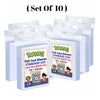 A set of 10 Pokémon TCG Card Sleeves in standard size, shown as five clear plastic bags with white backing and colorful product labels, on a white background with the text '(Set of 10)' above.