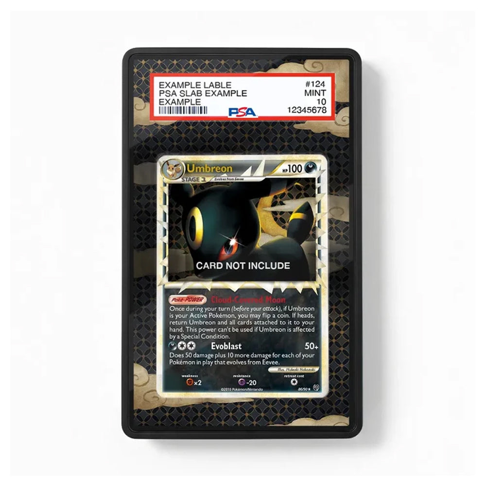 A PSA graded protective card case containing a Pokémon Umbreon card, shown against a plain white background. The PSA slab has a red and white grading label at the top, and the card inside features Umbreon artwork with a black frame.