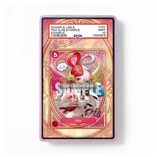A PSA graded collectible trading card in a clear protective slab with a pink border, showing an illustrated character card labeled 'Uta' and '2000+' with a visible PSA grading label at the top.