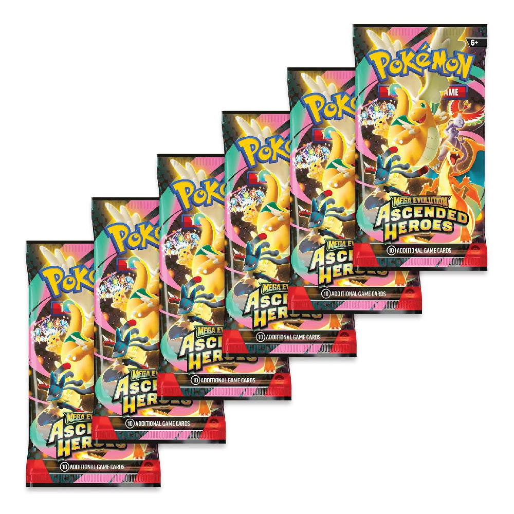 Pokémon Mega Evolution Ascended Heroes Booster Bundle 6 Packs Rip N Ship