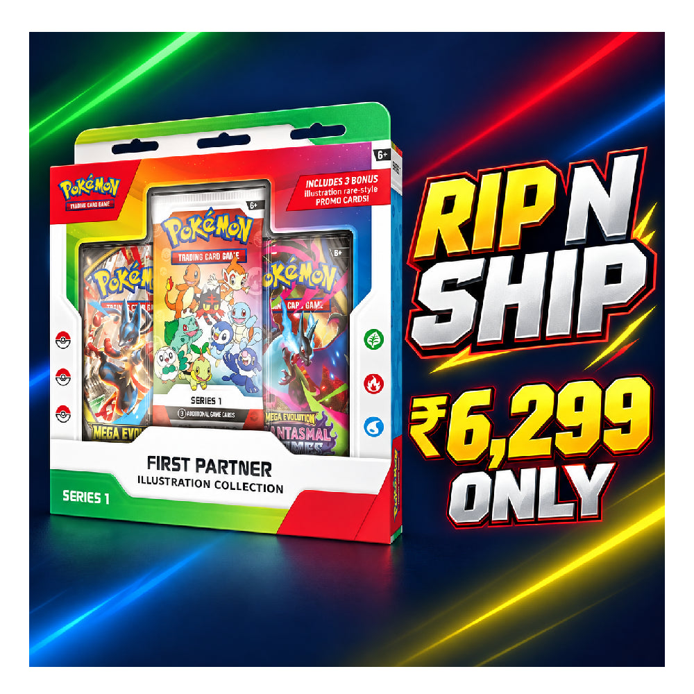 Pokémon First Partner Illustration Collection Series 1 Box with 3 Packs Rip N Ship