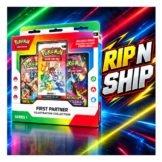 Pokémon TCG First Partner Illustration Collection Series 1 - 3 Packs - Rip & Ship