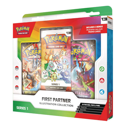 Pokémon First Partner Illustration Collection Series 1 Box with 3 Packs Rip N Ship