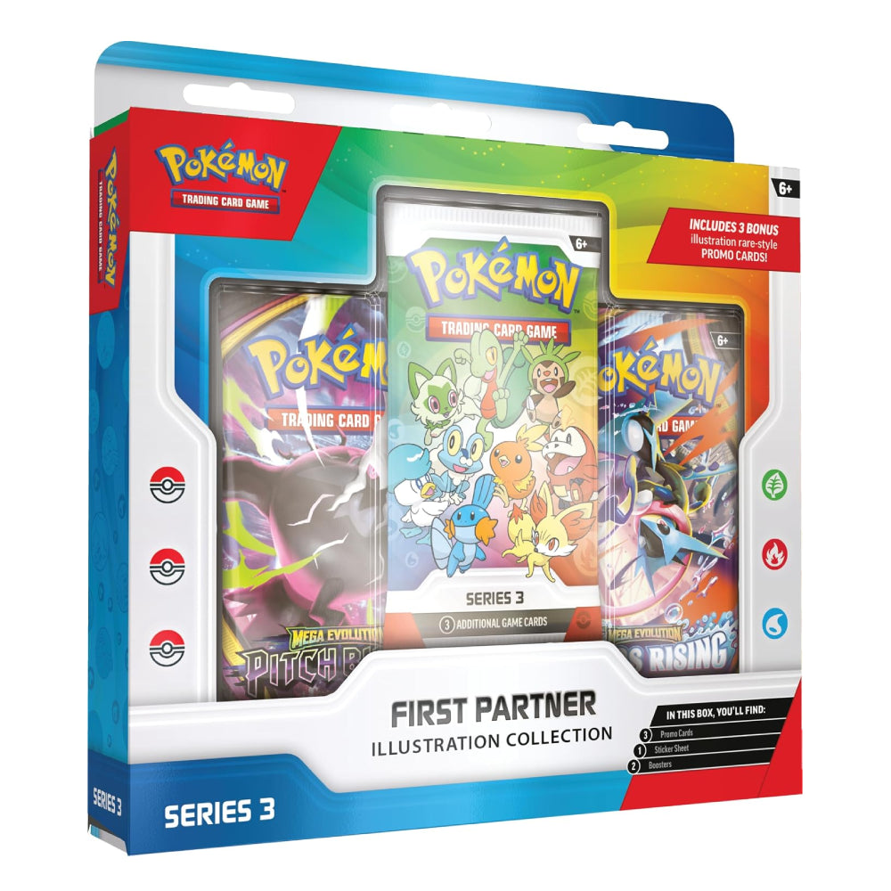 Pokémon First Partner Illustration Collection Series 3 Box with 3 Packs Rip N Ship