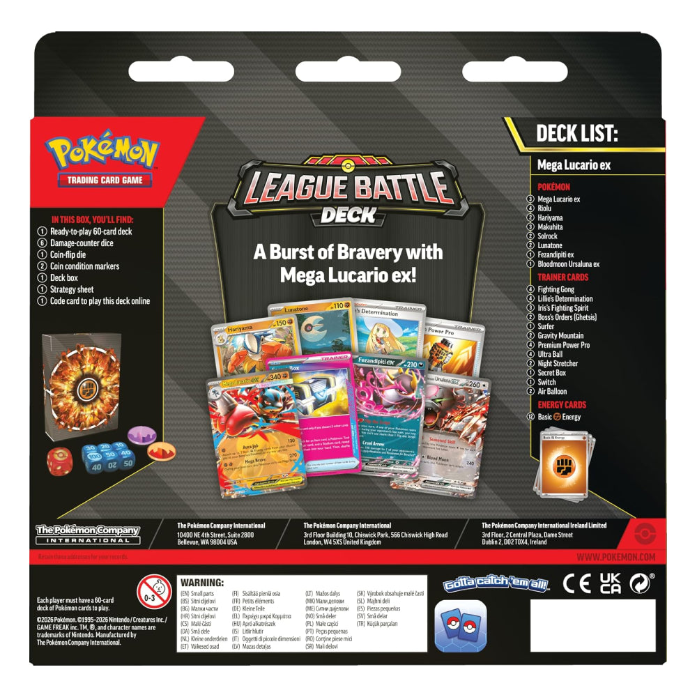 Pokémon Mega Lucario ex League Battle Deck 60 Cards Rip N Ship