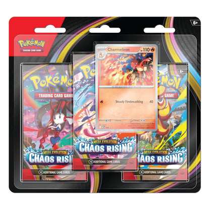 Pokémon Mega Evolution Chaos Rising Triple Pack 3 Booster Packs Rip N Ship