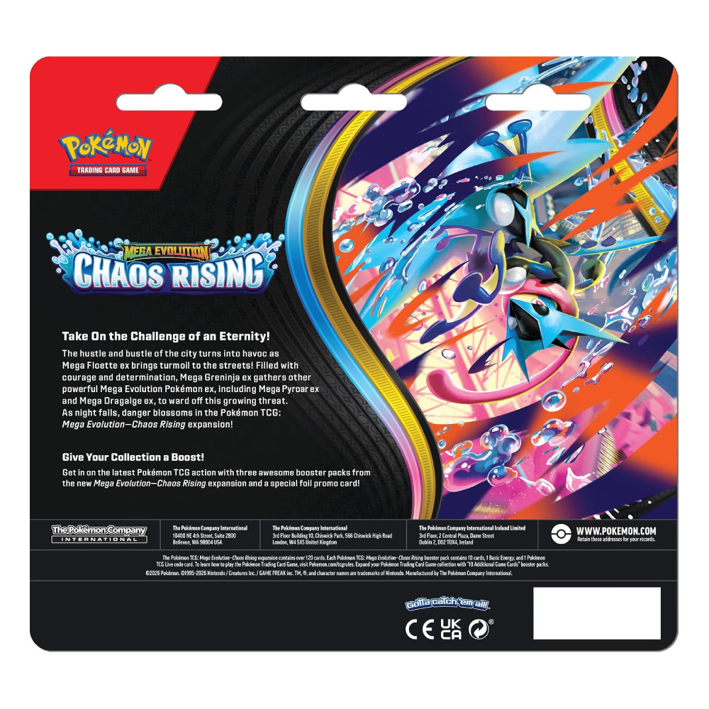 Pokémon Mega Evolution Chaos Rising Triple Pack 3 Booster Packs Rip N Ship