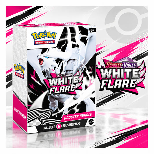 Pokémon Trading Card Game Serenity Dawn White Flare Booster Bundle box shown on a light gray background with a pink price badge reading '¥9,999 ONLY' to the right.