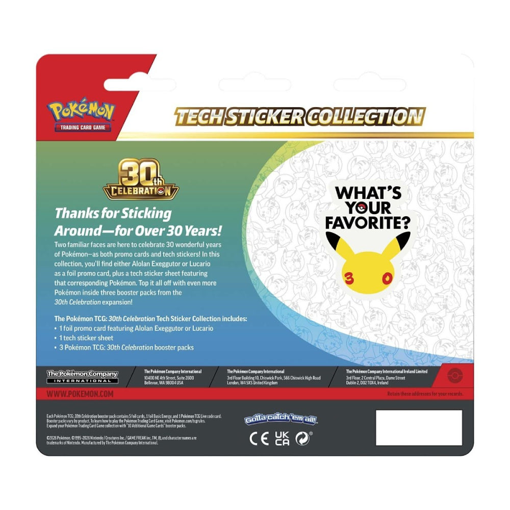 Pokémon TCG 30th Celebration Tech Sticker Collection Rip N Ship
