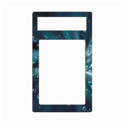 A rectangular phone case with a colorful, fiery graphic border and a blank white center cutout, shown against a plain white background.