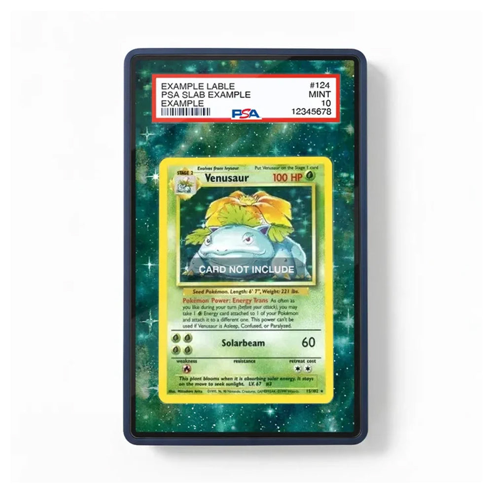 A PSA-graded Pokémon Venusaur trading card slab on a white background. The slab has a red and white PSA label at the top and a dark blue border around the card.