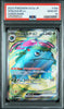 A graded Pokémon SV2a JP Venusaur ex card, PSA Gem Mint 10, inside a clear plastic grading case. The card features a holographic blue Venusaur with pink and green accents, and the PSA label is visible at the top.
