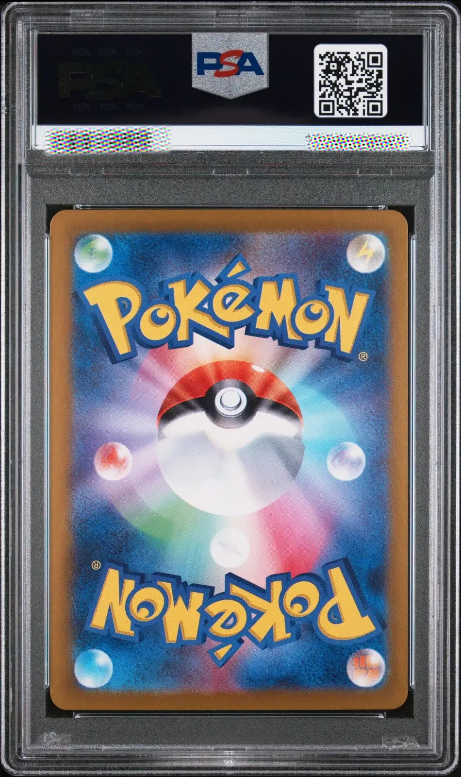 Pokémon trading card in a protective case with FSA logo