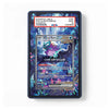 A PSA-graded display slab containing a holographic Pokémon TCG card, shown against a plain white background. The slab features a dark blue border and a red PSA label at the top.
