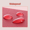 Red water droplets on a textured surface with 'Waterproof' text above.