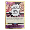 A single collectible trading card from The Four Emperors: Land of Waime, featuring a comic-style illustration from One Piece with the text 'WE'RE GOING TO CLAIM THE ONE PIECE!!!'. The card has a purple header and footer, a black main text box, and a gold border, with character artwork of two pirates in the top half.
