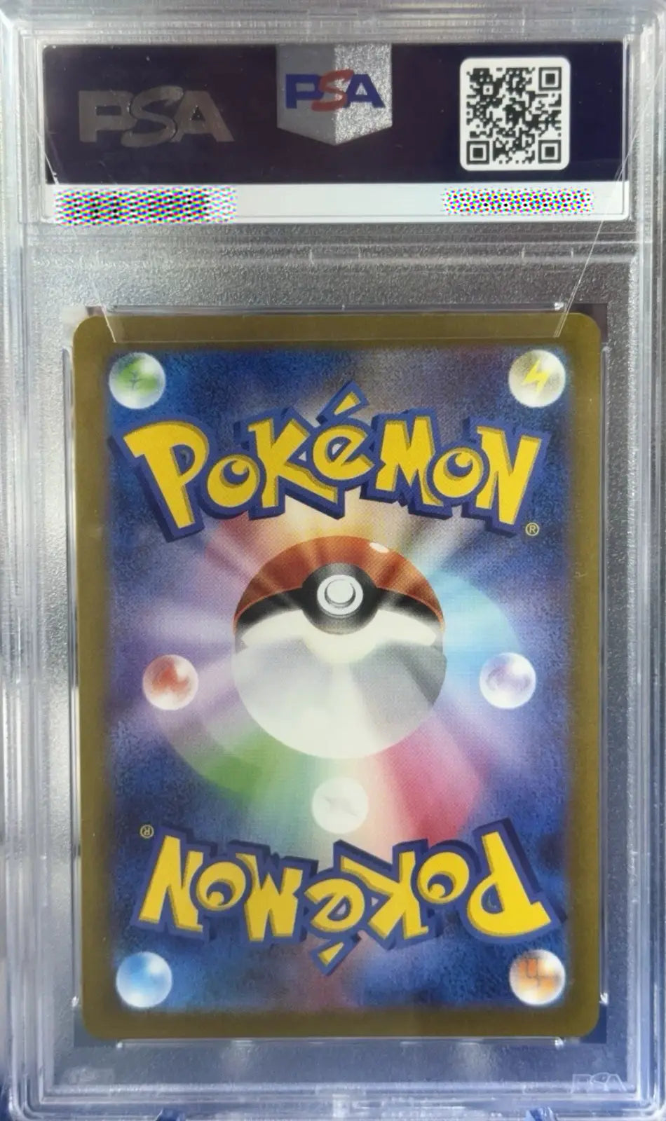 Pokémon trading card in a PSA protective case with a Poké Ball design.