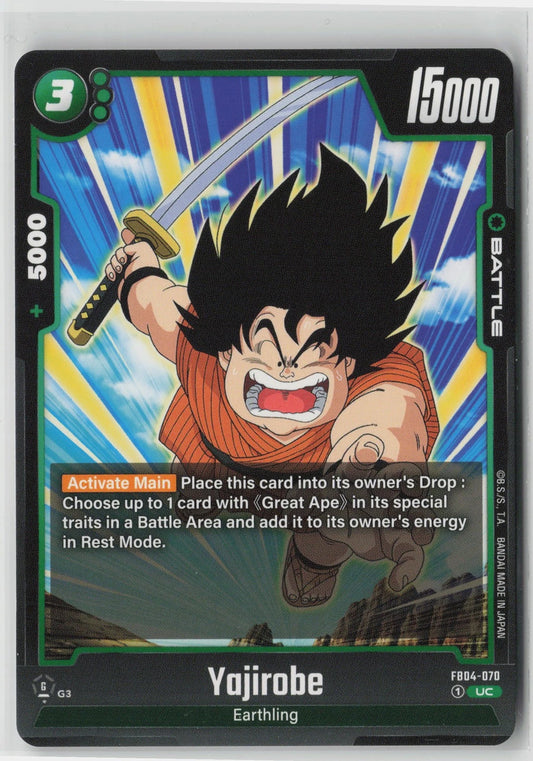 Dragon Ball Super Fusion World card of Yajirobe (FB04-070) from the Ultra Limit set, featuring the wandering swordsman in a Blue Character card design.