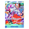 A Japanese Yu-Gi-Oh! trading card featuring Yamamoto from the War of the Guardians, with a white and red outfit, blue hair, and a red horn, set against a colorful background with energy effects. The card has a blue border and the text '6000' at the top right.