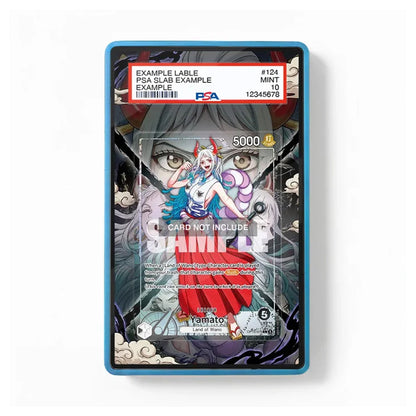 A PSA graded collectible card slab showing a fantasy trading card with an illustrated character, sealed in a blue protective plastic holder against a white background.