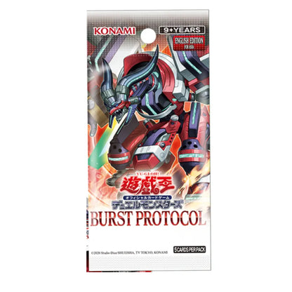 Konami Yu-Gi-Oh! Burst Protocol 9th Years Scabimatch Exclusive Edition card pack packaging, featuring a red and black mecha illustration on a white background.