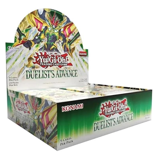 Yugioh Duelist's Advance trading card game packaging with Konami branding.