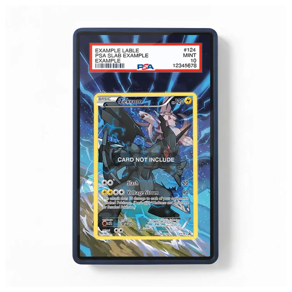 A PSA graded display slab containing a Pokémon TCG card, shown against a plain white background. The slab has a dark blue border and a red PSA label at the top.
