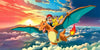 Pokémon "Sunset Flight" Ash, Pikachu & Charizard