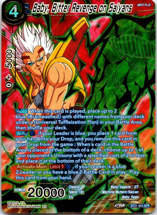 Baby Bitter Revenge on Saiyans BT21-062 SPR Dragon Ball Super Wild Resurgence Special Rare foil card