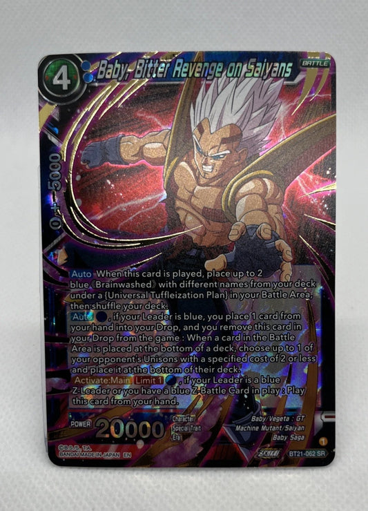 Baby Bitter Revenge on Saiyans BT21-062 SR Dragon Ball Super Wild Resurgence foil card