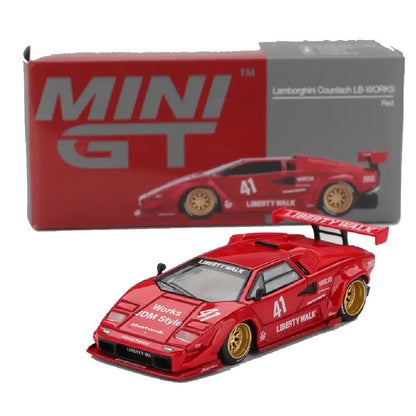 MINI GT #1100 Lamborghini Countach LB-WORKS Red Liberty Walk – 1:64 Diecast Collectible Model Car