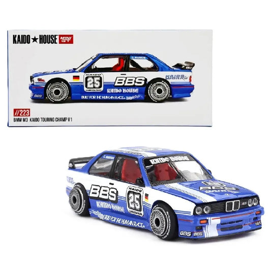 Kaido House x MINI GT BMW M3 Kaido Touring Champ V1 Blue/White KHMG223 – 1:64 Premium Diecast Model Car