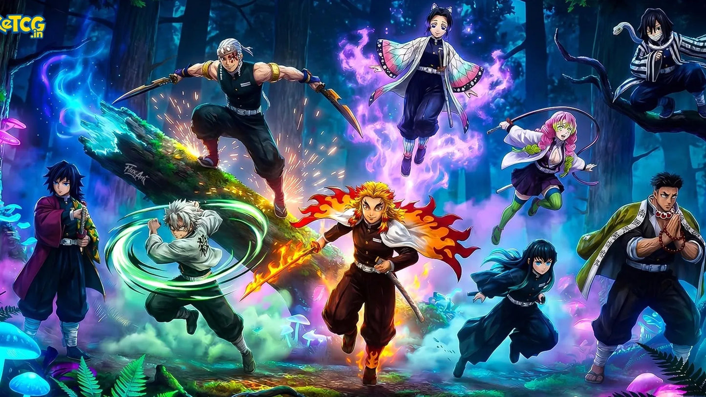 Demon Slayer "Nine Hashira" XXL Gaming Mousepad – 24" x 12" Aesthetic Desk Mat - Poketcg.in