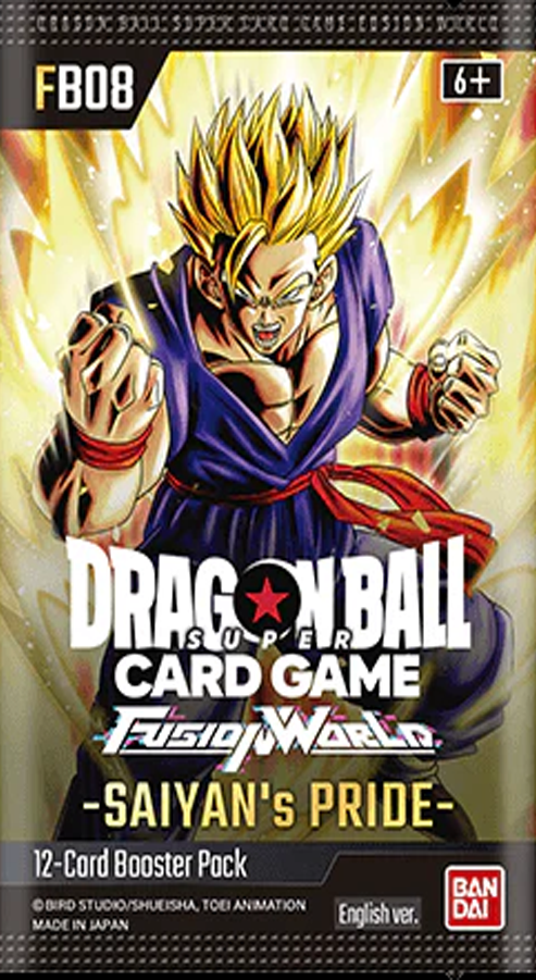 Dragon Ball Super TCG Fusion World FB08 Saiyan’s Pride Booster Box sealed pack artwork
