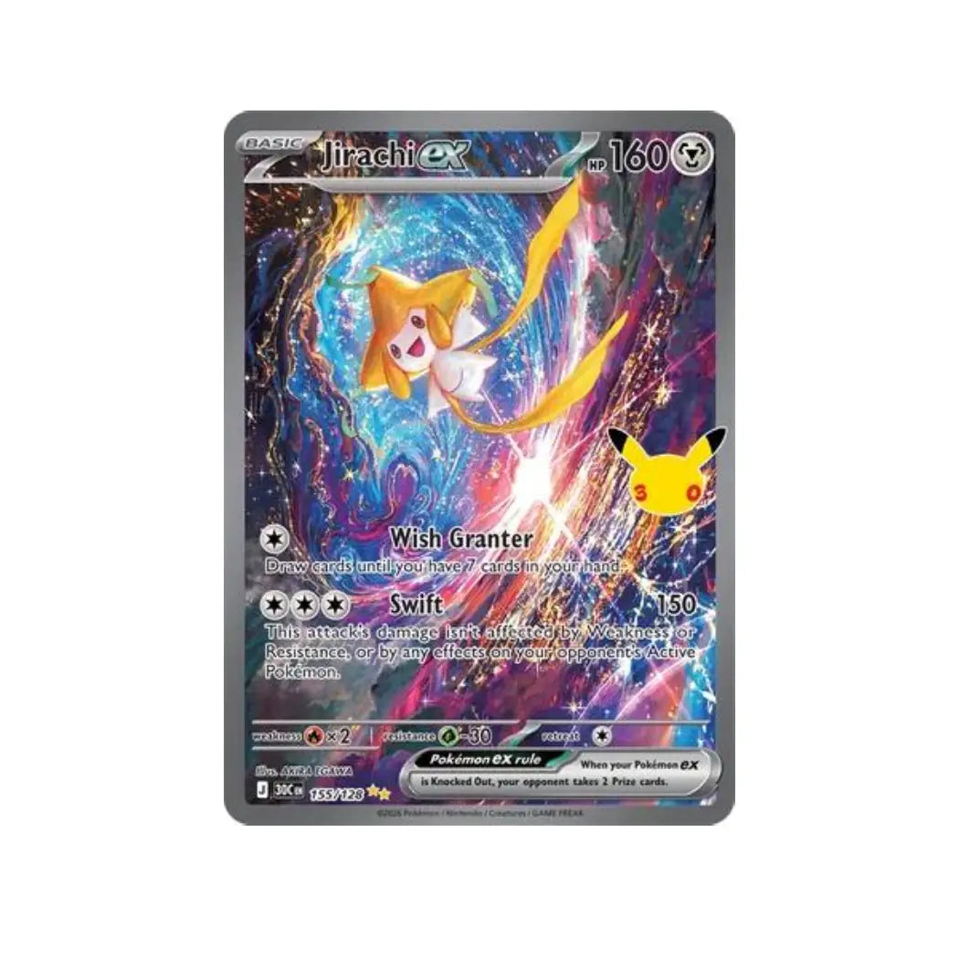 Jirachi ex SIR 155/128 — 30th Celebration English Pokémon Card