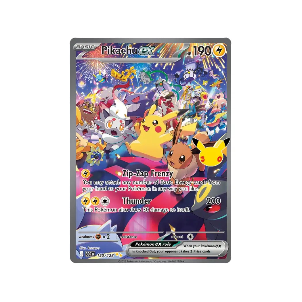 Pikachu ex SIR 150/128 – 30th Celebration English Pokémon Card