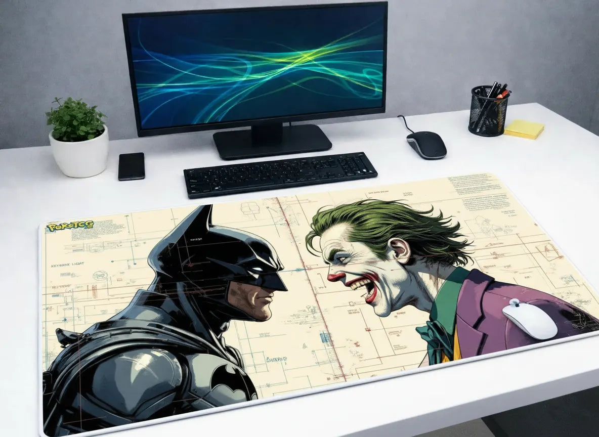 Batman vs. Joker "The Rivalry" XXL Gaming Mousepad – 24" x 12" Classic Anime Desk Mat- Poketcg.in