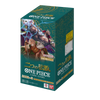 One Piece card game packaging with character illustration on a green background