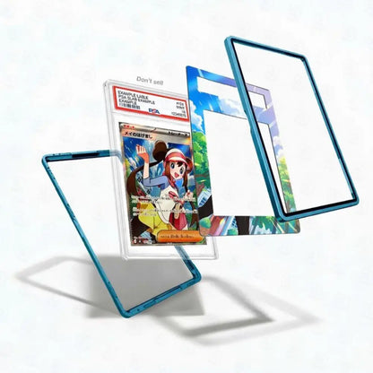Card with a character in a blue frame on a white background
