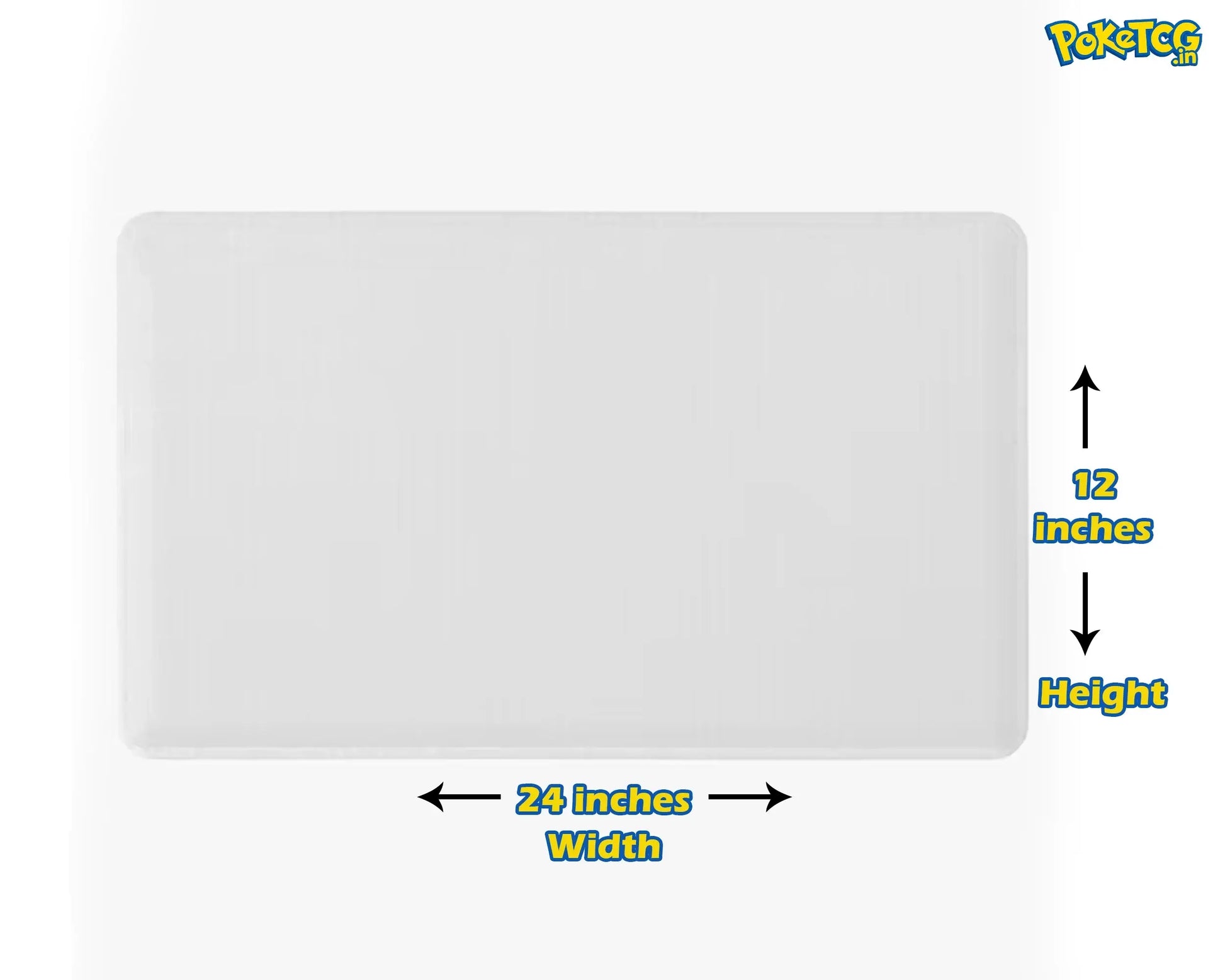 Rectangular white board with measurements labeled on a white background