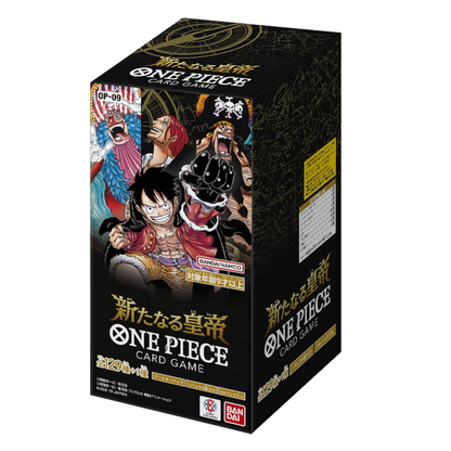 One Piece card game packaging with character illustration on a black background