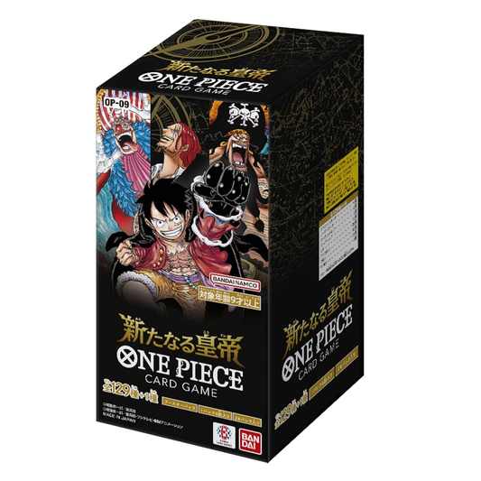 One Piece card game packaging with character illustration on a black background